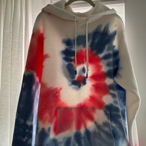 Feat Hoodie - Red, White & Blue Tie Dye. Size XL